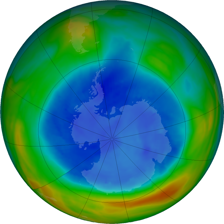 Antarctic ozone map for 23 August 2018